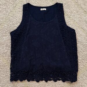 Hollister Navy Lace Crop Tank Top | XS